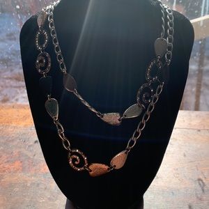 RETIRED BRIGHTON MIXED METALS AND RHINESTONES OPERA LENGTH NECKLACE